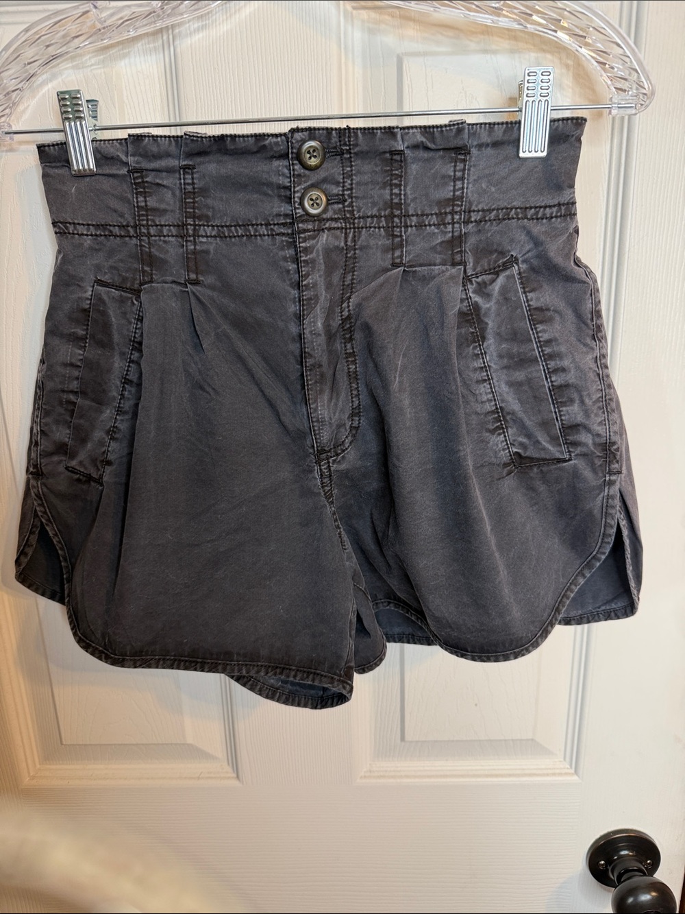 Free People High-Waist Shorts in Charcoal